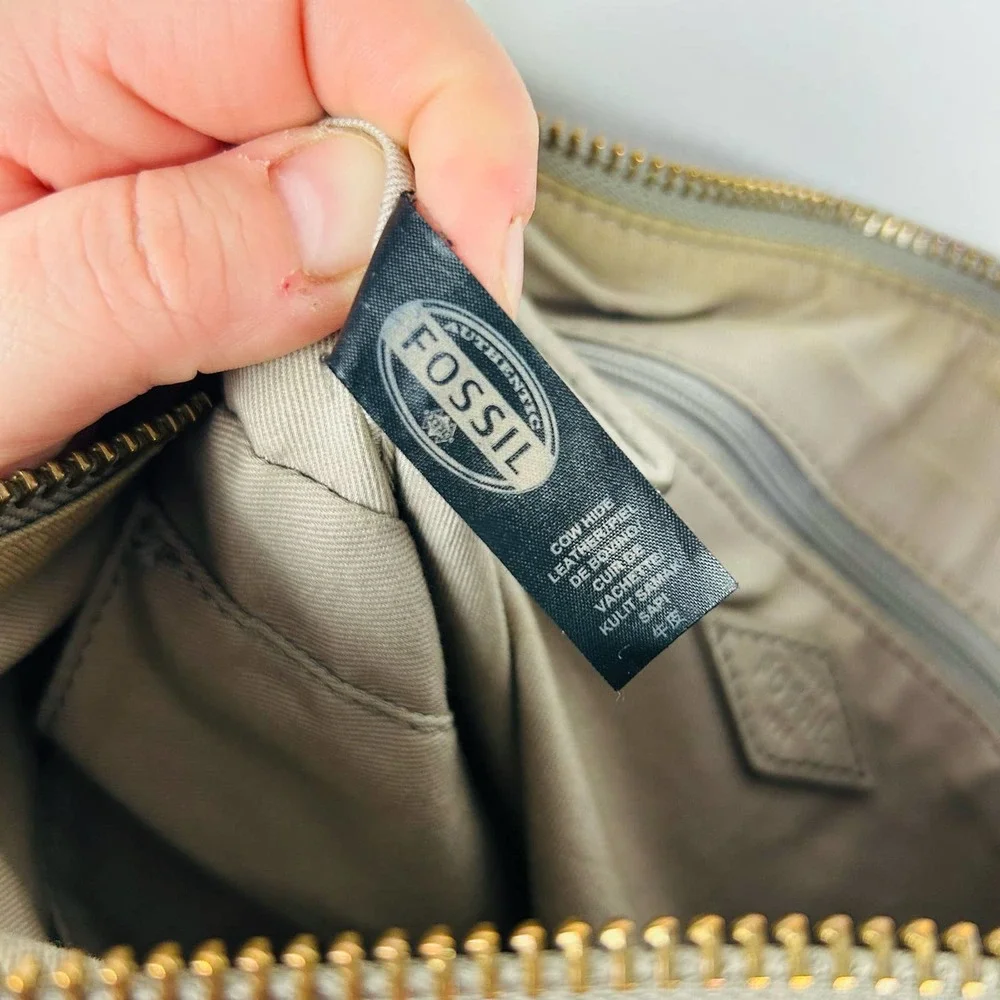 Fossil Gray Leather Crossbody Purse